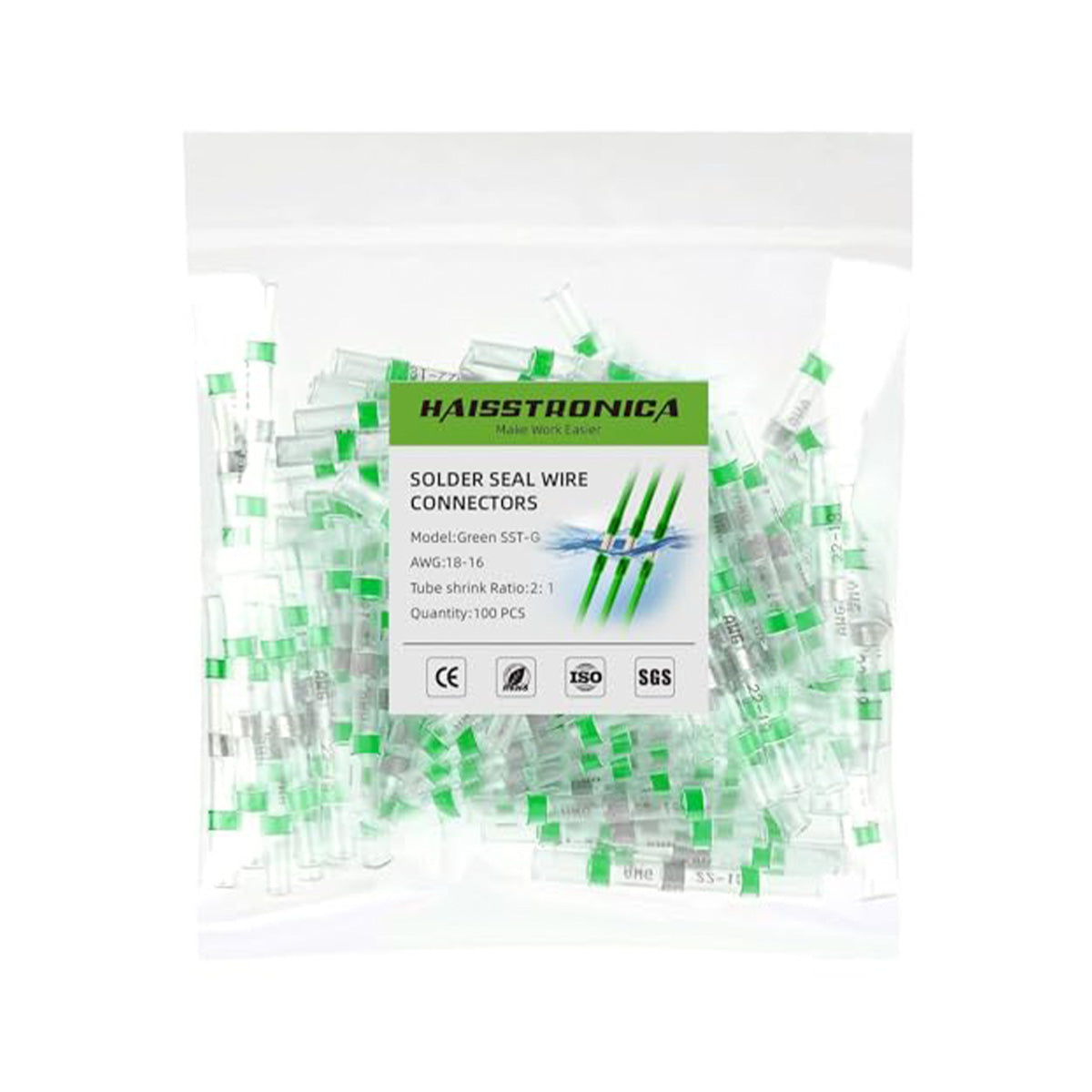 🔥Clearance🔥 Heat Shrink Solder Seal Wire Connectors For AWG 18-16 - Green 100/500/1000PCS