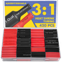 220PCS Heat Shrink Tubing Kit - 3:1 Shrink Ratio - Black+Red