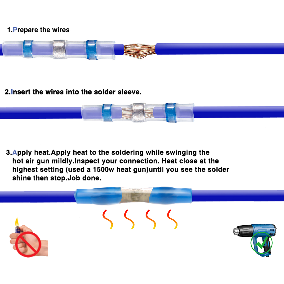 Solder Seal Wire Connectors - 5 Mixed AWG