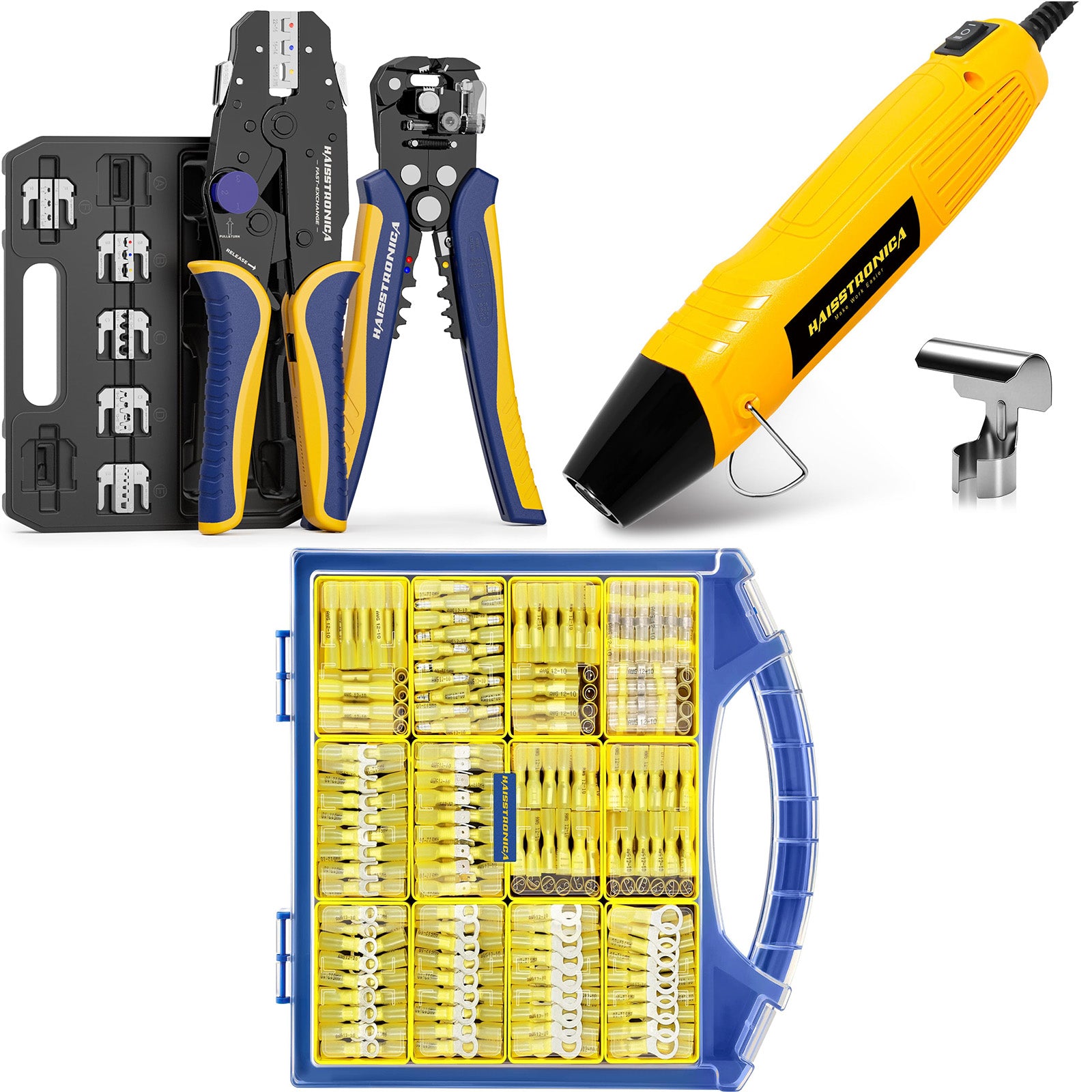 8PCS Crimping Tool Set & Mini Heat Gun & Heat Shrink Wire Connectors Mixed Model
