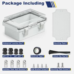 IP67 Waterproof Outdoor Electrical Box Kit - Clear Cover