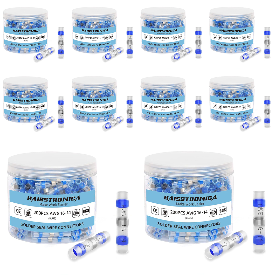 Monthly Stocking - 10*200PCS Solder Seal Wire Connectors AWG 16-14 Blue