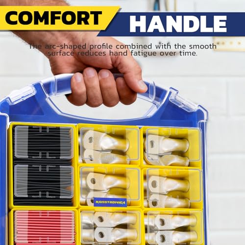 Haisstronica Lot de 10 cosses de câble de batterie 1/4" (M6) AWG, cosses en fil de cuivre robustes avec 10 gaines thermorétractables adhésives 3:1, cosses de fil de calibre 1/4, connecteur de borne de batterie, embouts de câble de batterie