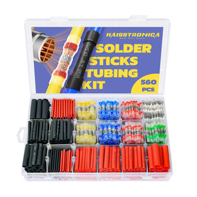 Haisstronica soldered wire connectors: Solder-wrapped wires and adhesive glue create moisture-proof, waterproof electrical connections.