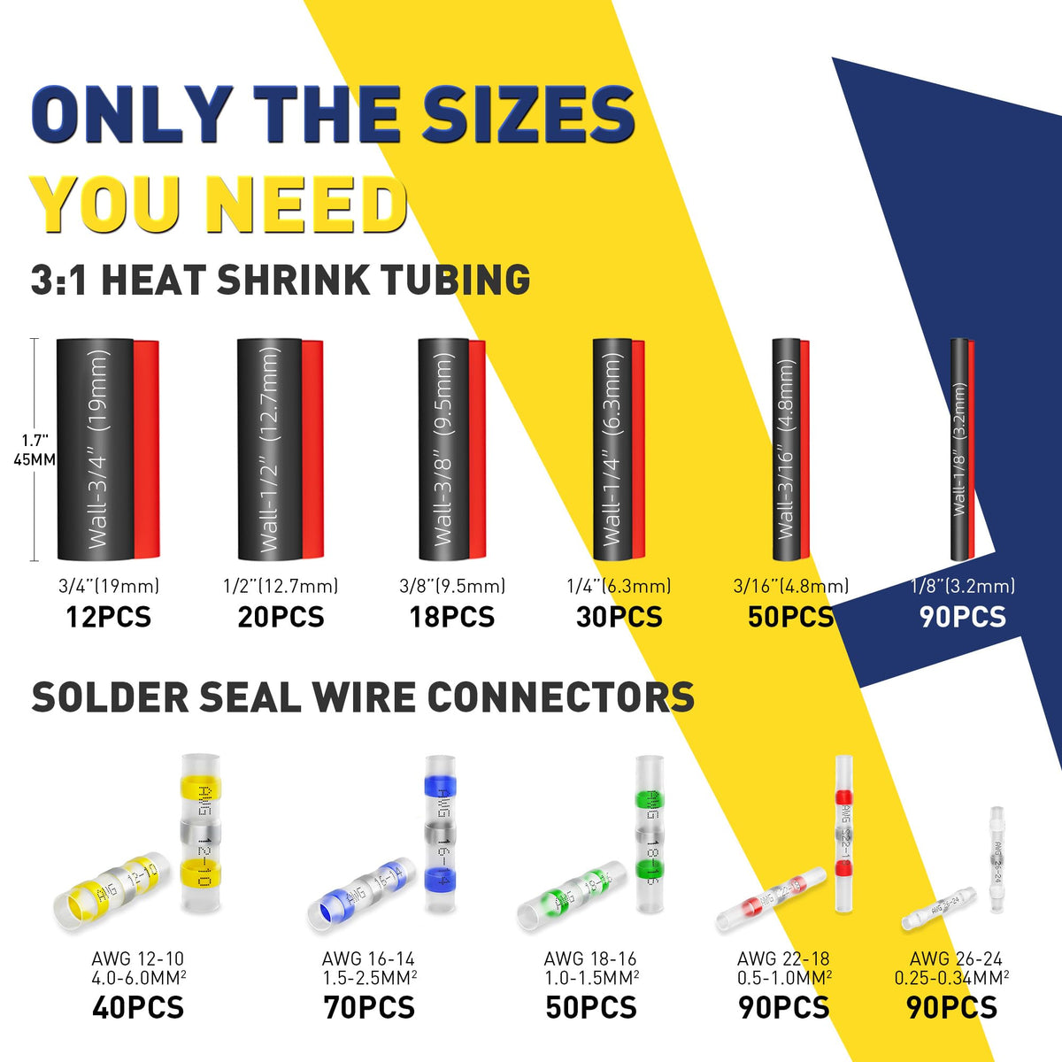 Haisstronica heat shrink with solder: 3:1 shrink ratio provides rock-solid strain relief and environmental protection for wires.