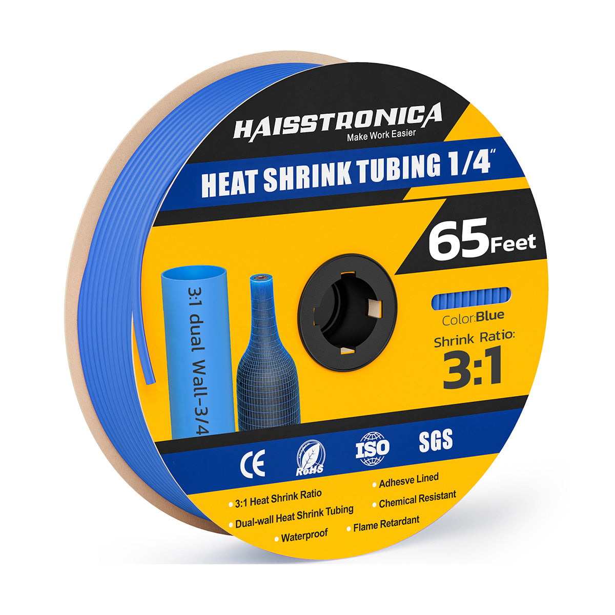 65 Ft Heat Shrink Tubing Roll 1/4 (6.4mm) - 3:1 Shrink Ratio