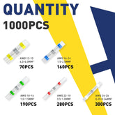 Haisstronica solder seal wire connectors (1000PCS) for AWG 12-10 to 26-24, ideal for industrial wiring.