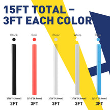 Durable polyolefin material characterizes this professional-grade colored heat shrink tubing set colored heat shrink tubing