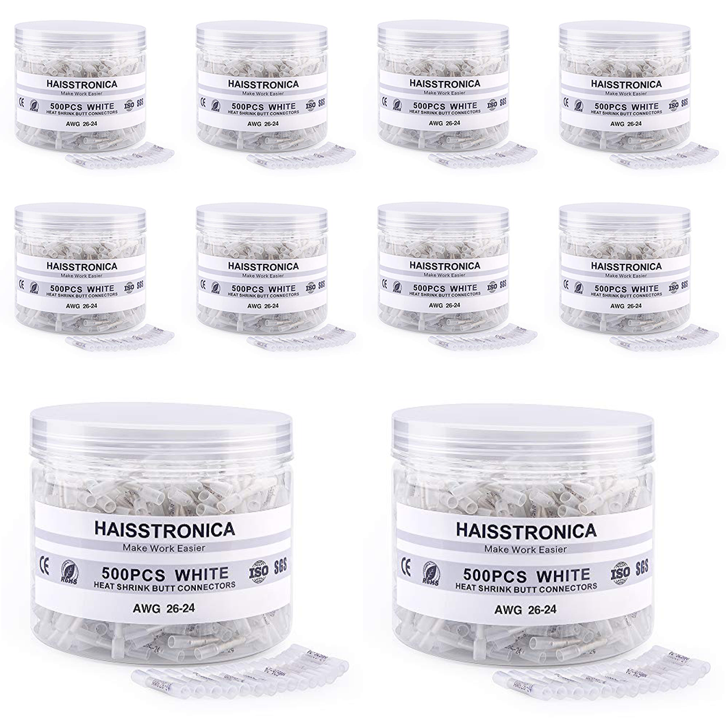 Monthly Stocking - 10*500PCS White Heat Shrink Butt Connectors