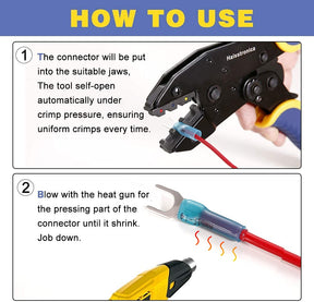 haisstronica 100pcs #10 Blue Heat Shrink Fork Connectors,16-14 Gauge Insulated Electrical Crimp Wire Terminals