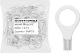 haisstronica 50pcs 3/8" Ring Terminals,AWG 12-10 Brazed Seam Non-Insulated Copper Wire Connectors