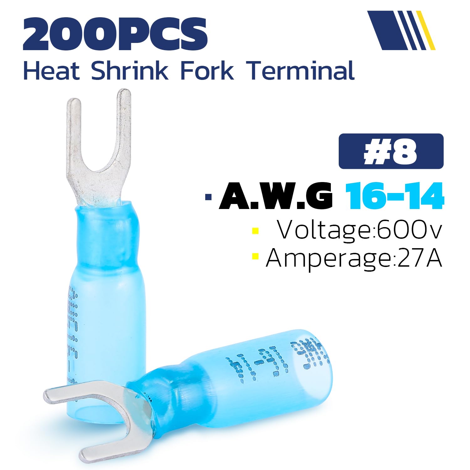 Heat Shrink Wire Connectors AWG 22-10 - Fork U-Type Terminals