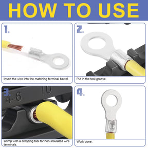 haisstronica 100pcs #10 Fork Terminals,AWG 22-16 Brazed Seam Non-Insulated Copper Wire Connectors