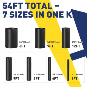 7Sizes 4:1 Heat Shrink Tubing Kit - Black