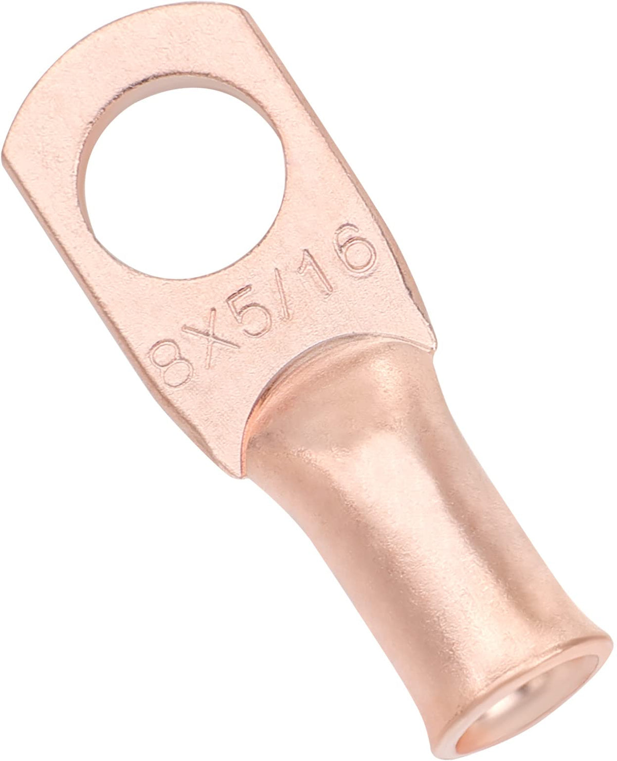 haisstronica 8AWG-5/16 Stud (10pcs) UL Copper Ring Terminals,Heavy Duty Wire Lugs,Battery Cable Ends,Tubular Ring Terminal Connectors,Bare Copper Eyelets