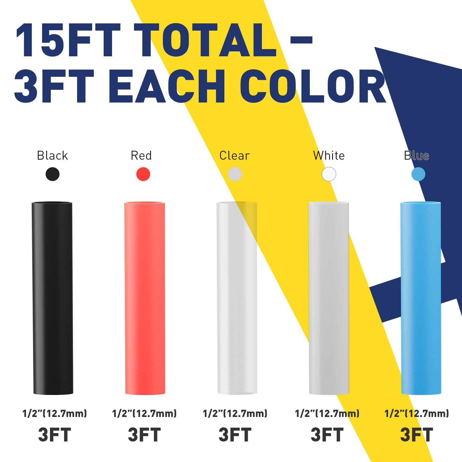 5 Colors 4:1 Heat Shrink Tubing Kit