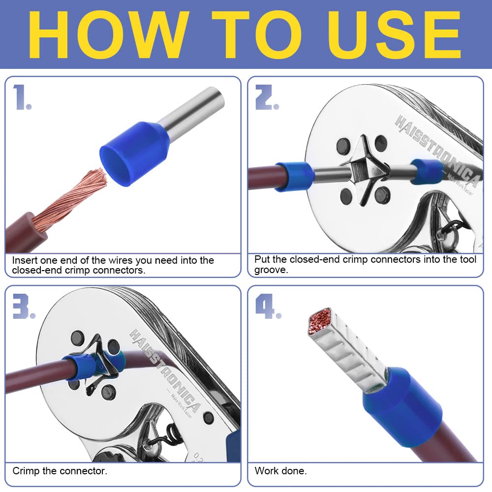 haisstronica 1000PCS Wire Ferrules Connectors,White AWG22 Wire End Ferrule Terminals,Crimp Pin Cord End Terminals