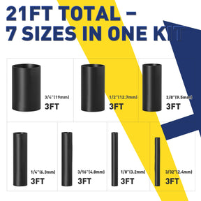 7Sizes 4:1 Heat Shrink Tubing Kit - Black