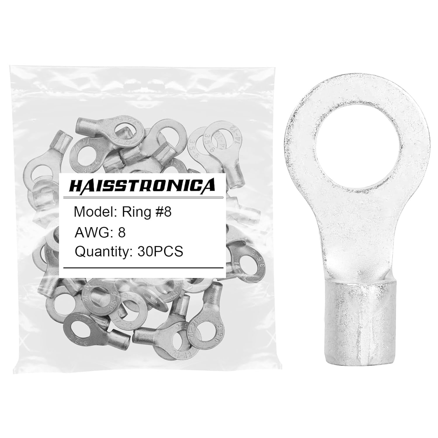 Non-Insulated Copper Wire Connectors 50PCS/100PCS AWG 22-10 #8 #10 1/4" 5/16" 3/8" - Ring Terminals