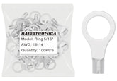 haisstronica 100pcs 5/16" Ring Terminals,AWG 16-14 Brazed Seam Non-Insulated Copper Wire Connectors