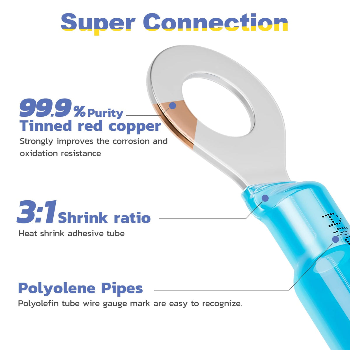 haisstronica 400PCS Heat Shrink Wire Connectors-Marine Grade Heat Shrink Butt Connectors-Electrical Connectors Kit of Tinned Red Copper,AWG 26-10 Crimp Insulated Ring Fork Butt Splice(4Colors/31Sizes)