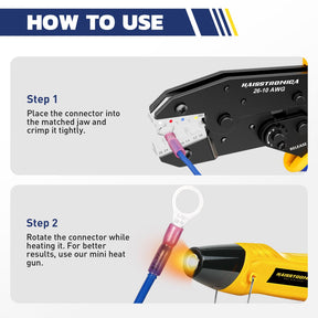 ワイヤーコネクタセット AWG 22-10 330/380個 9インチ圧着工具とオーガナイザー付き