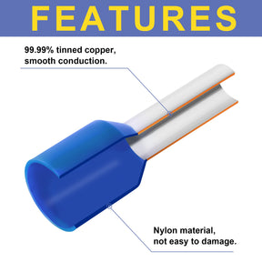 haisstronica 1000PCS Wire Ferrules Connectors,Blue AWG20 Wire End Ferrule Terminals,Crimp Pin Cord End Terminals