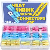 haisstronica 100pcs Heat Shrink Spade Connectors,AWG 22-10 Quick Disconnect Wire Connectors-Female and Male Spade terminals for Watercraft,Electronics,Automotive Crimp Connectors