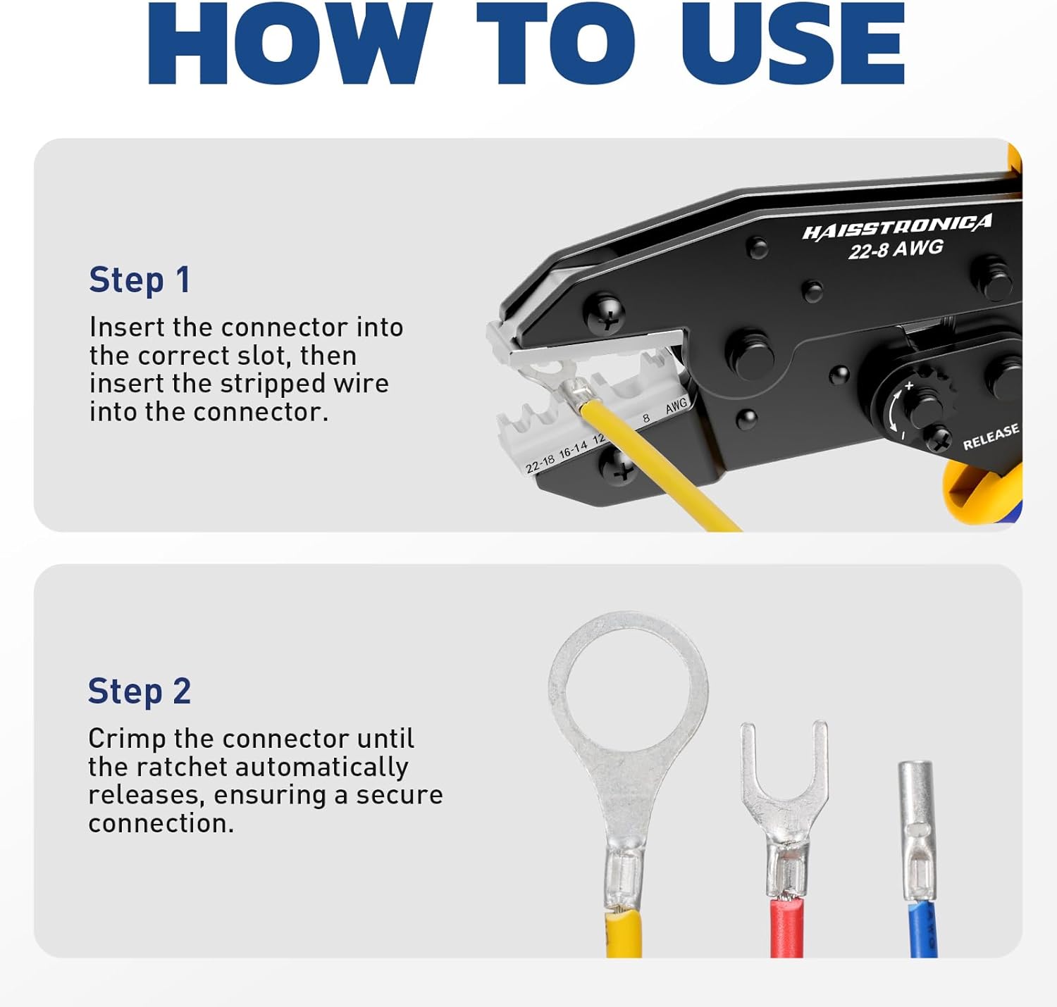Crimping Tool for Non-Insulated Terminal AWG 22-6 Ratchet Wire Crimper