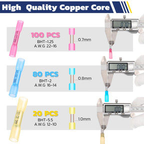 haisstronica 200PCS 22-10 AWG Mixing Heat Shrink Butt Connectors-Tinned Red Copper Marine Grade Insulated Crimp Wire Connectors-Waterproof Electrical Connectors-Butt Splice for Marine,Boat,Stereo