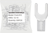 haisstronica 50pcs #10 Fork Terminals,AWG 12-10 Brazed Seam Non-Insulated Copper Wire Connectors