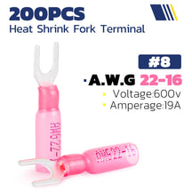 Heat Shrink Wire Connectors AWG 22-10 - Fork U-Type Terminals