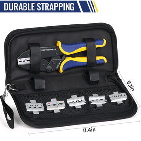 haisstronica 6 in 1 Crimping Tool Kit, Professional Ratchet Crimping Tool with 6 PCS Interchangeable Dies for Heat Shrink, Non-Insulated,Ferrule,Open Barrel,Insulated Connectors, Men Tool Gifts