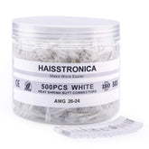 haisstronica 500PCS White Heat Shrink Butt Connectors 26-24 Gauge-Insulated Waterproof Electrical Butt Connectors Marine Automotive Crimp -Butt Splice Connectors