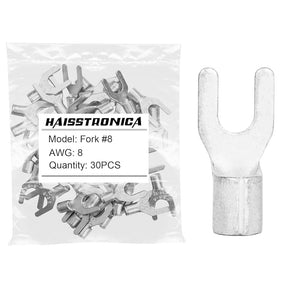 Non-Insulated Copper Wire Connectors 50PCS/100PCS AWG 22-10 #8 - Fork Terminals