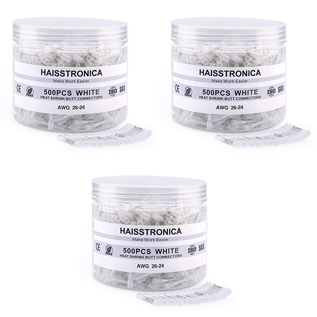 Light Replenishment - 3*500PCS White Heat Shrink Butt Connectors