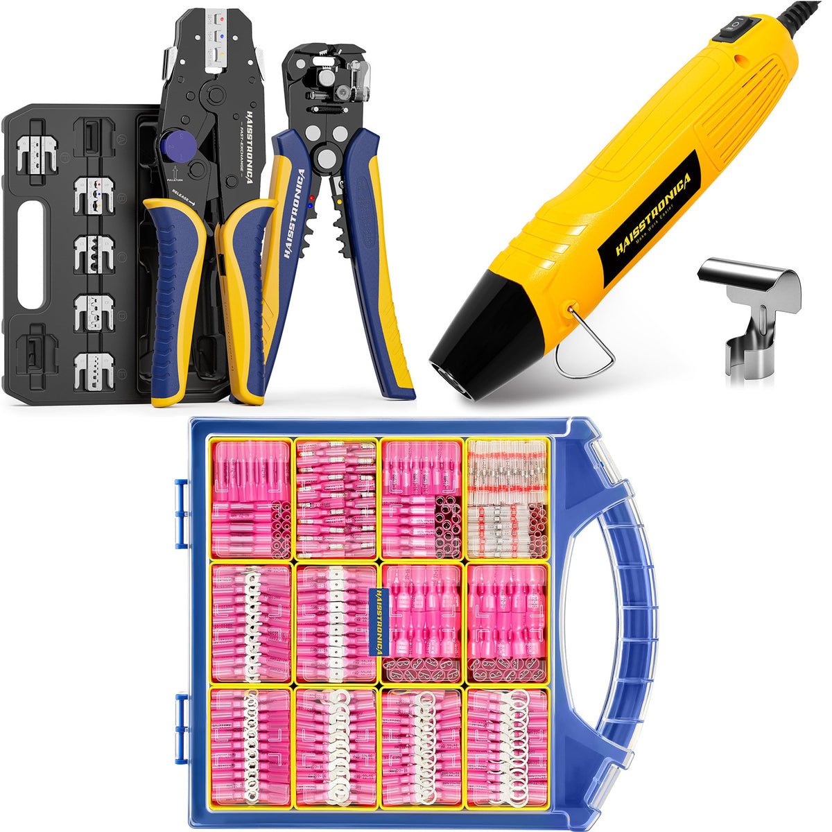 8PCS Crimping Tool Set & Mini Heat Gun & Heat Shrink Wire Connectors Mixed Model