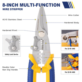 haisstronica Multi-Function Wire Stripper Tool Kit-Include Wire Terminals, for Cable Stripping, Crimping and Cutting (171pcs)