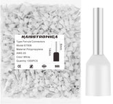 haisstronica 1000PCS Wire Ferrules Connectors,White AWG20 Wire End Ferrule Terminals,Crimp Pin Cord End Terminals