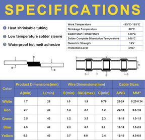 haisstronica 1000PCS Blue Solder Seal Wire Connectors, 16-14 AWG Marine Grade Waterproof Electrical Butt Terminals