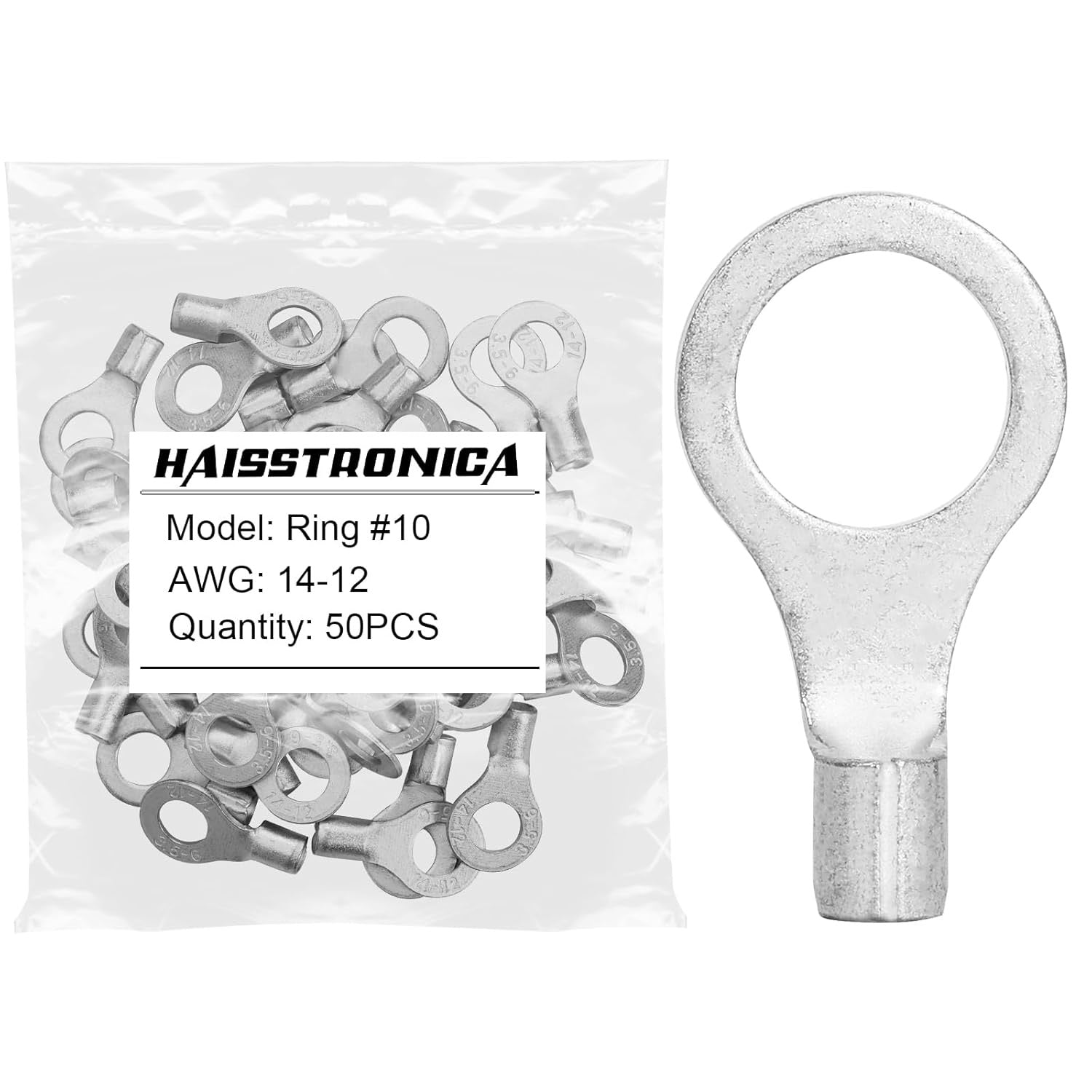 Non-Insulated Copper Wire Connectors 50PCS/100PCS AWG 22-10 #8 #10 1/4" 5/16" 3/8" - Ring Terminals