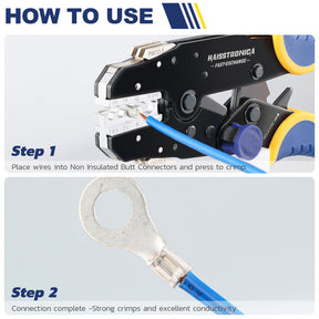 haisstronica 600pcs Non-Insulated Wire Terminals Set Contain AWG 22-6 Wire Terminals Crimping Tool with AWG 22-10 Non Insulated Butt connectors