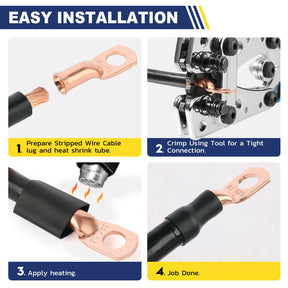 haisstronica 10pcs 6 AWG - 3/8" (M10) Battery Cable Lugs, Heavy Duty Copper Wire Lugs with 10pcs 3:1 Adhesive Heat Shrink Tubing, 6 Gauge Wire Connectors Battery Terminal Connector, Battery Cable Ends