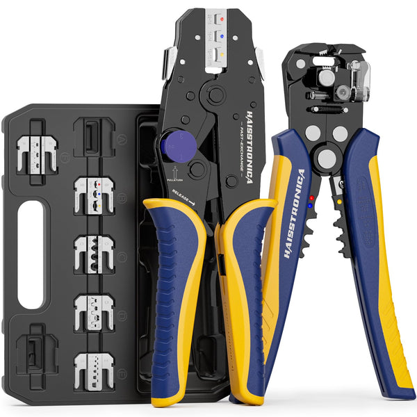 8PCS ratchet crimping tool kit with quick-change dies