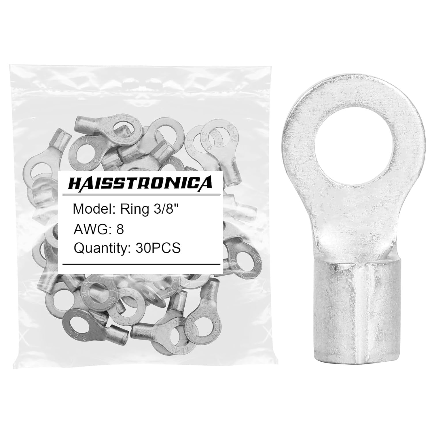 Non-Insulated Copper Wire Connectors 50PCS/100PCS AWG 22-10 #8 #10 1/4" 5/16" 3/8" - Ring Terminals