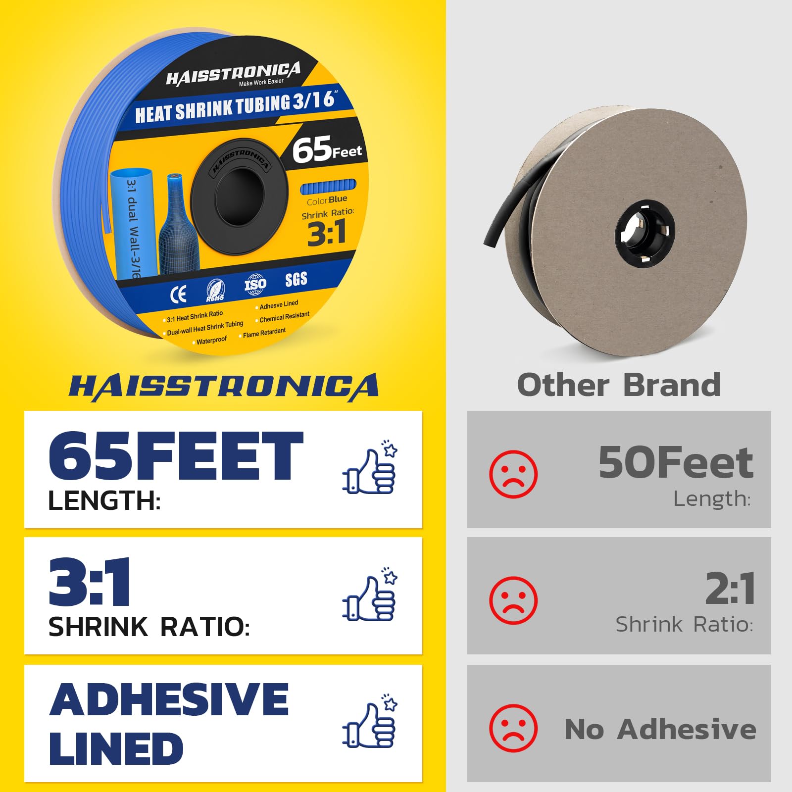 Haisstronica | 65フィートの粘着剤付き熱収縮チューブ