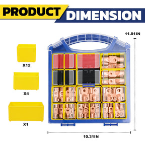 Haisstronica Lot de 10 cosses de câble de batterie 1/4" (M6) AWG, cosses en fil de cuivre robustes avec 10 gaines thermorétractables adhésives 3:1, cosses de fil de calibre 1/4, connecteur de borne de batterie, embouts de câble de batterie