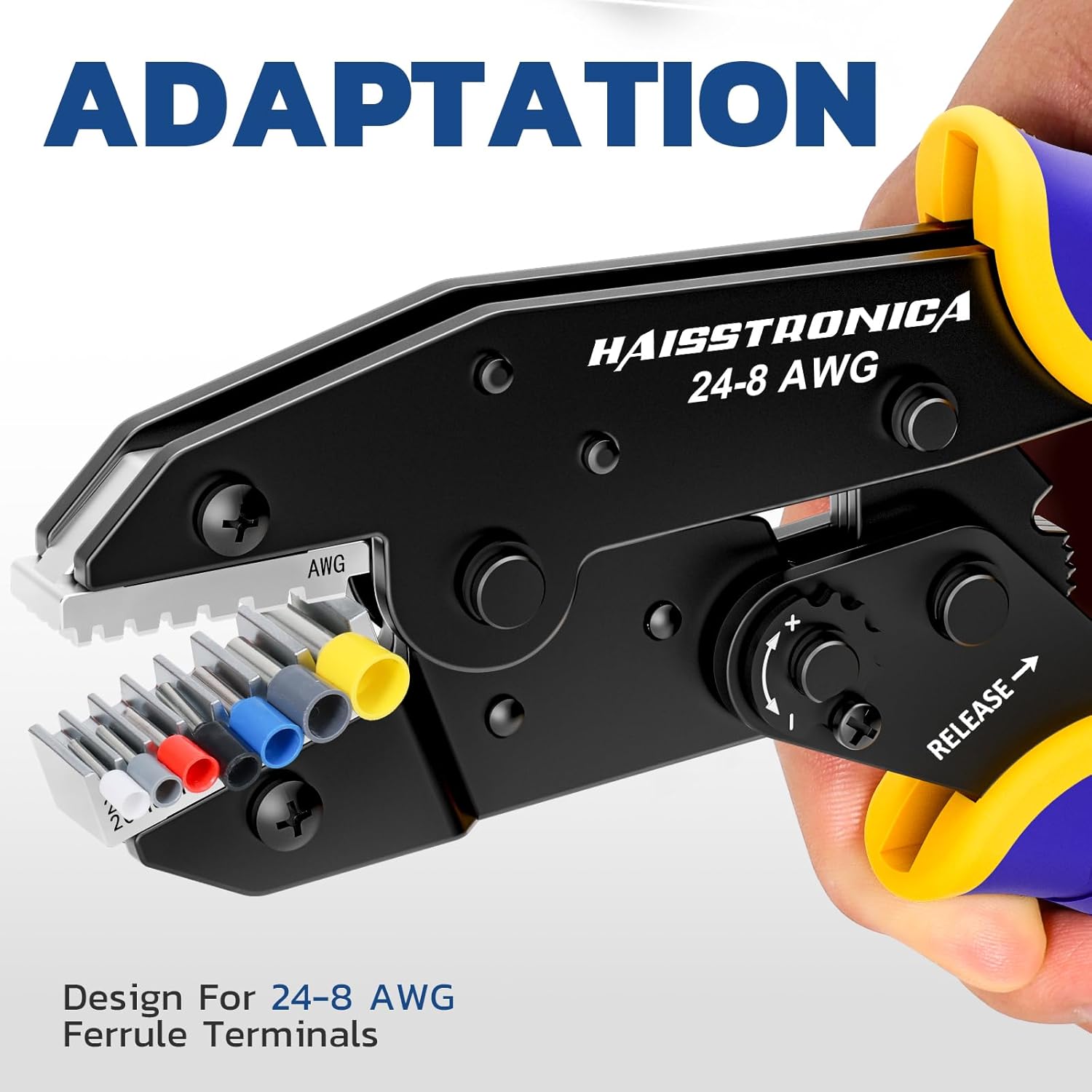 Pince à sertir pour manchons AWG 24-8, virole à cliquet