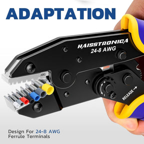 Pince à sertir pour manchons AWG 24-8, virole à cliquet