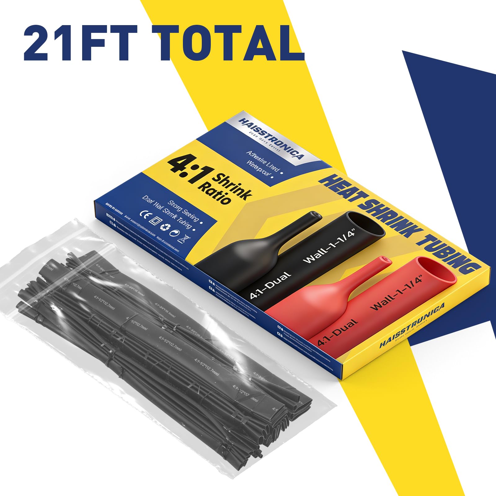 7Sizes 4:1 Heat Shrink Tubing Kit - Black